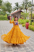 Yellow Color Traditional & Modern Ethnic Wear Stunning Bandhani Gowns
