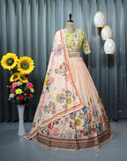 Pink Soft Butter Silk Chaniya Choli | Fancy Digital with Real Mirror Work for Traditional Wear