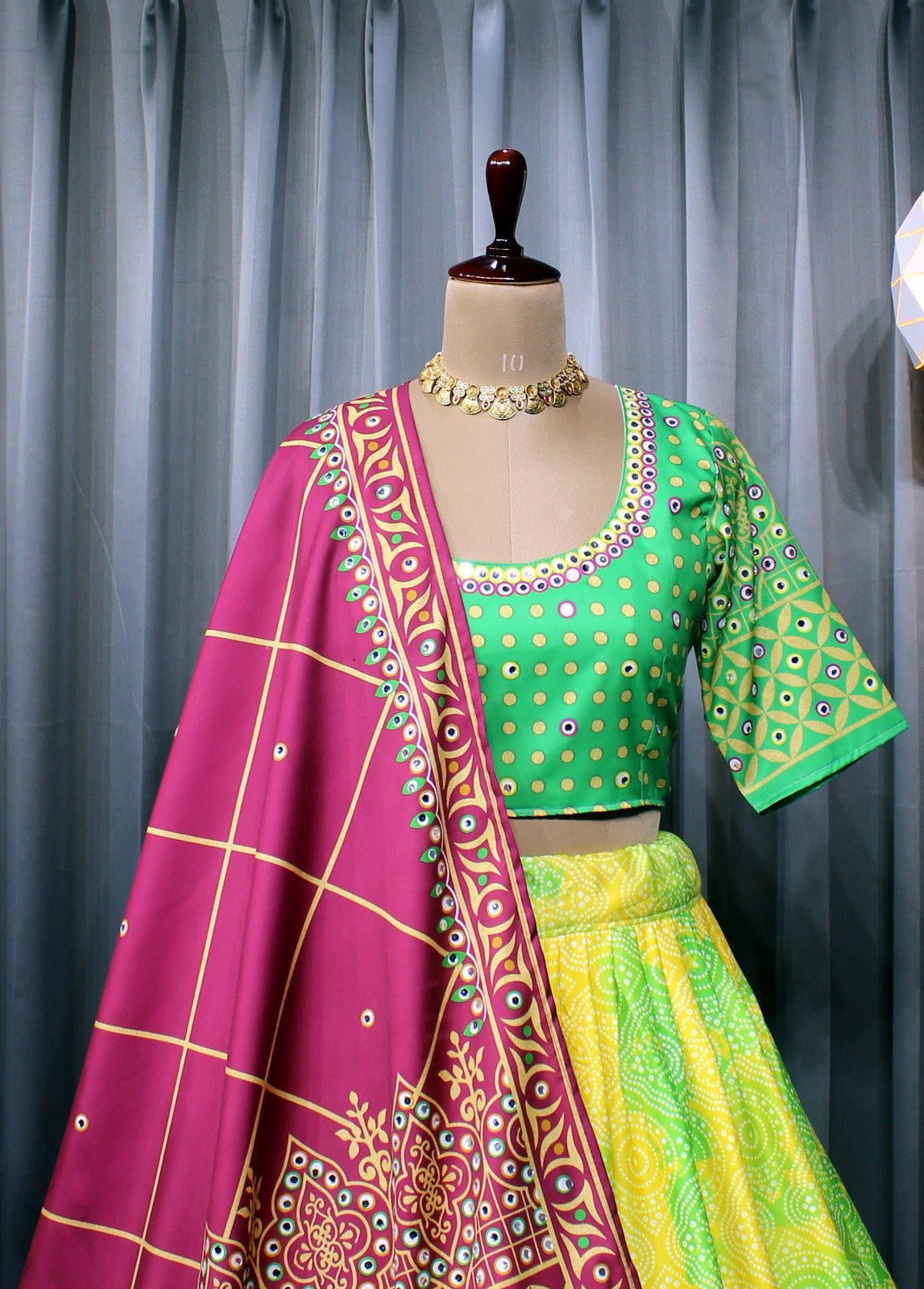 Yellow Soft Butter Silk Chaniya Choli | Fancy Digital with Real Mirror Work for Traditional Wear