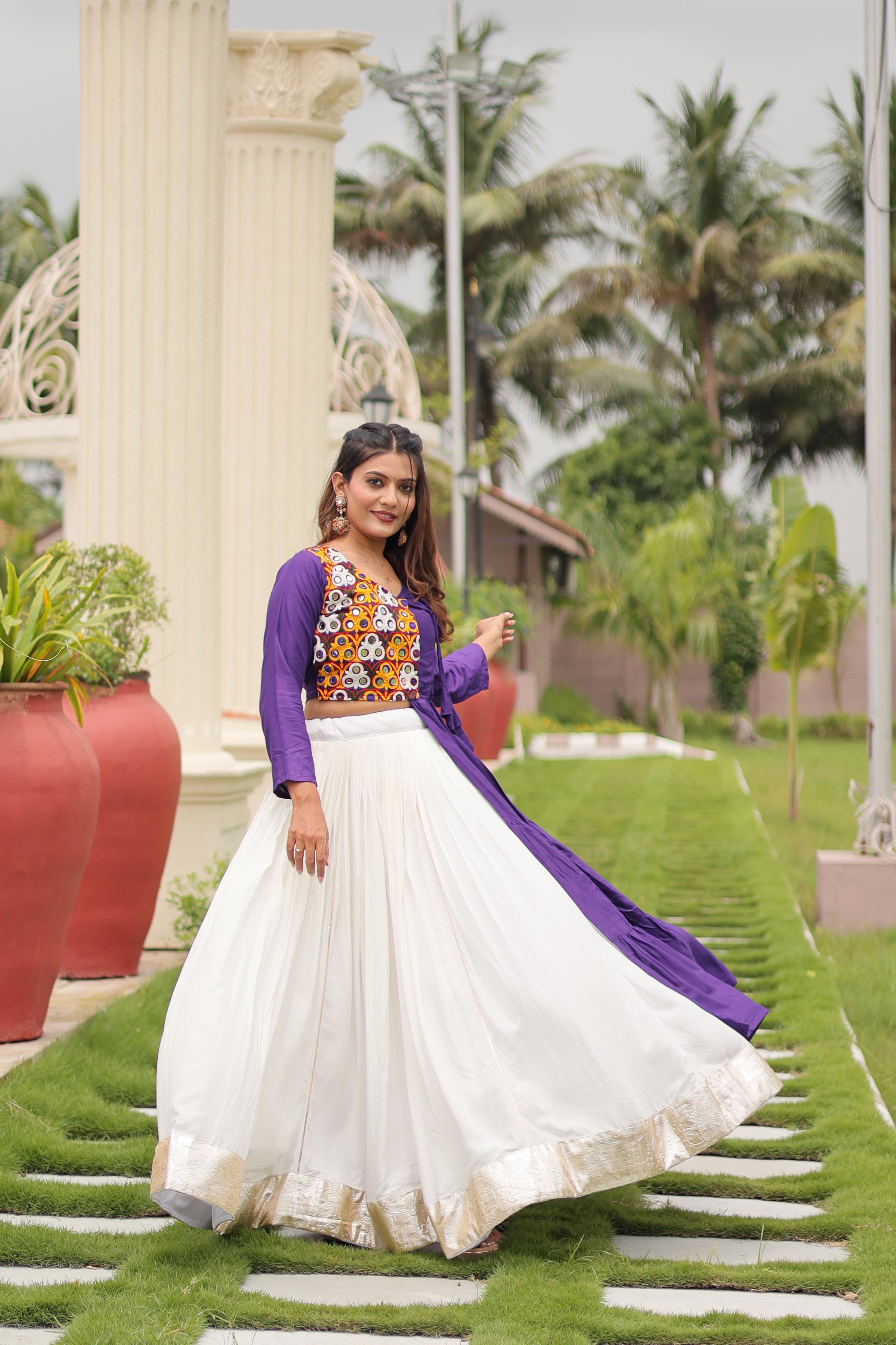 Gamthi Mirror Work Navratri Lehenga Set Cotton Perfect for Garba Nights