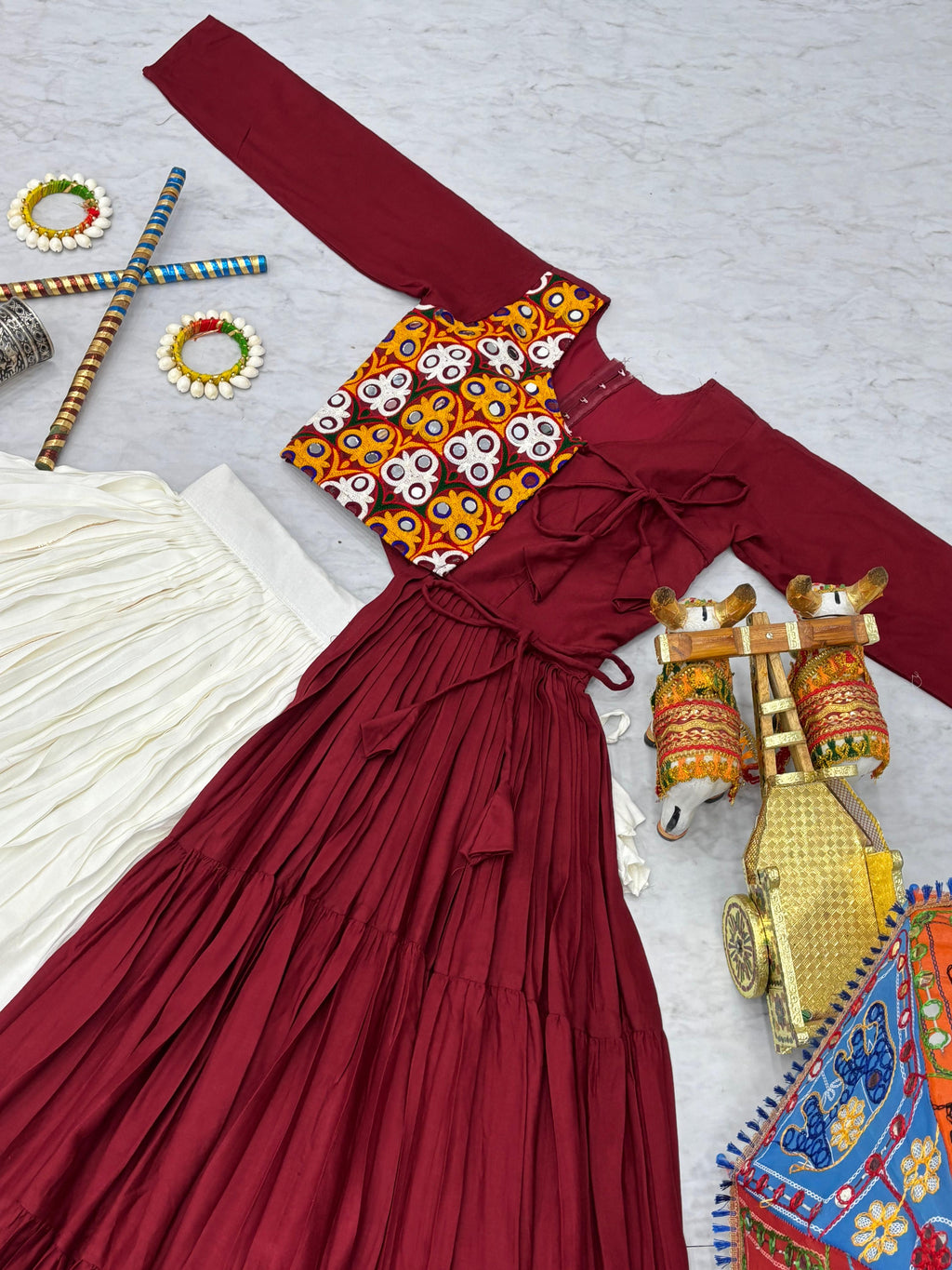 Gamthi Mirror Work Navratri Lehenga Set Cotton Perfect for Garba Nights