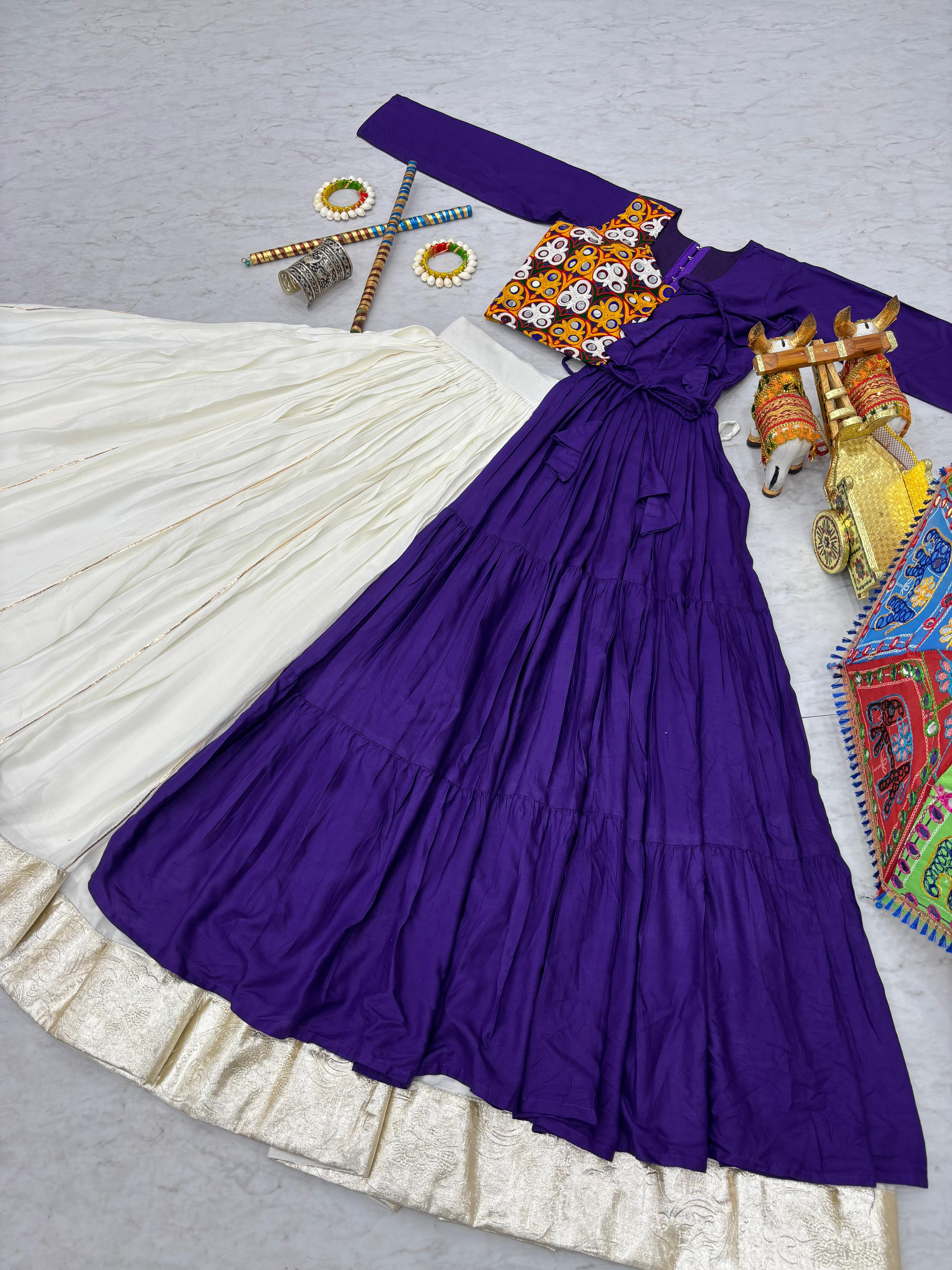 Gamthi Mirror Work Navratri Lehenga Set Cotton Perfect for Garba Nights