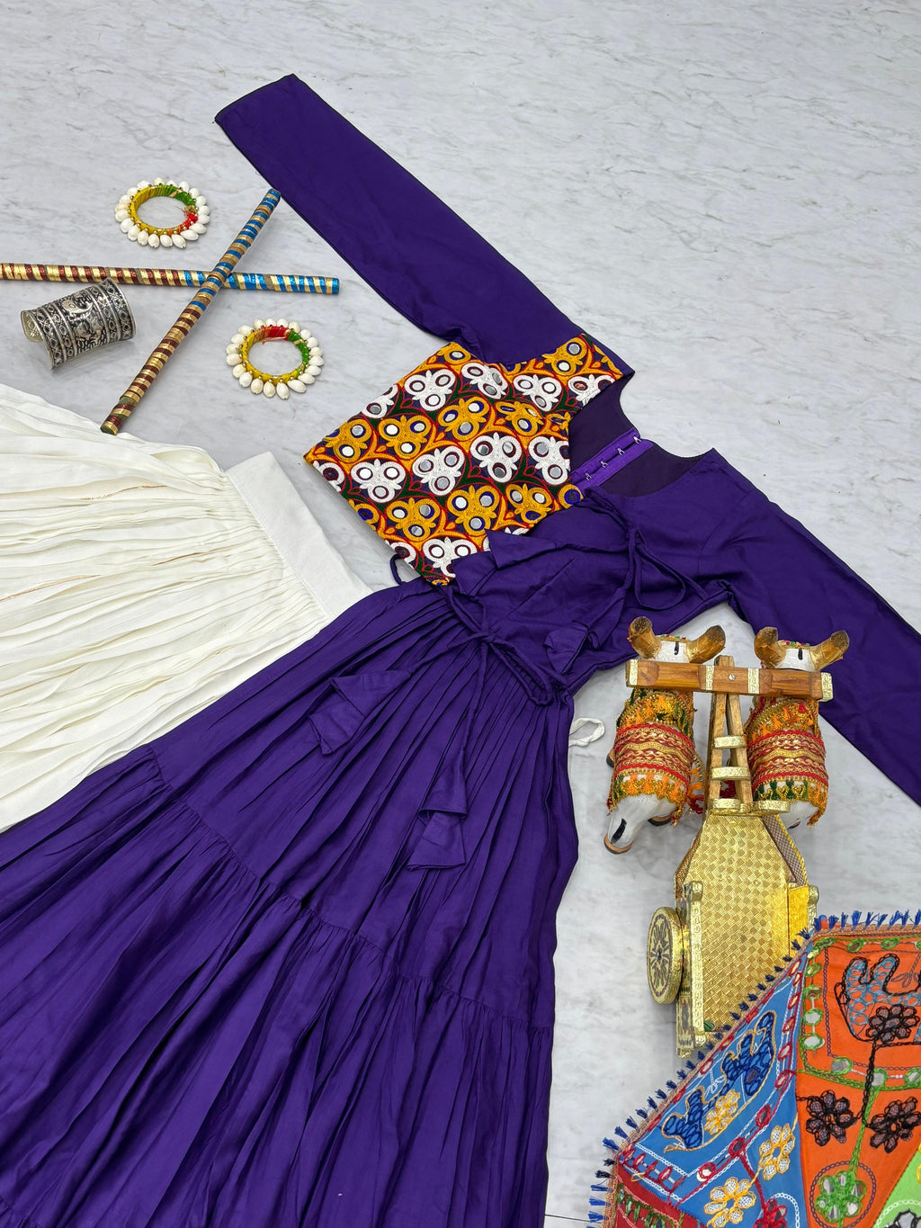 Gamthi Mirror Work Navratri Lehenga Set Cotton Perfect for Garba Nights