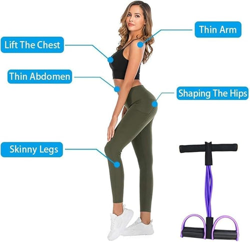4-Tube Resistance Band Exercise Equipment, Multi-Function Fitness Rally for Waist, Leg, Shoulder, Wrist Workouts, Body Toning