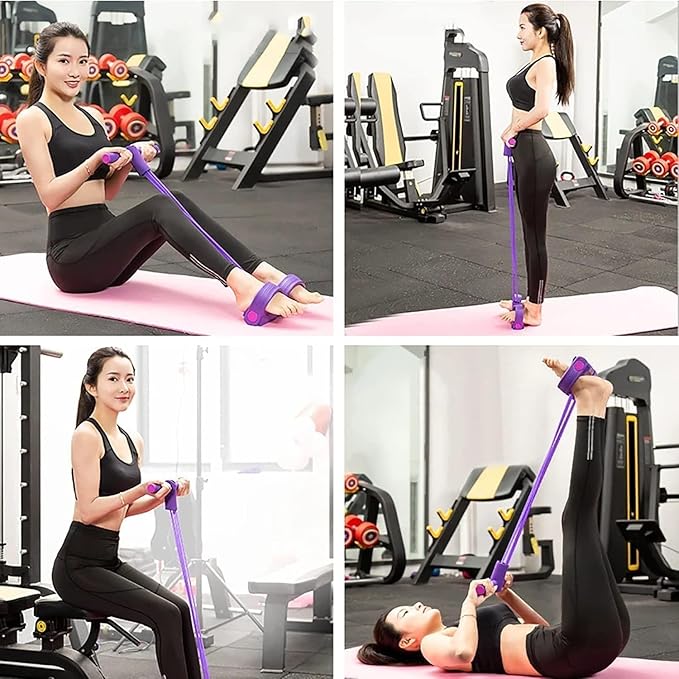 4-Tube Resistance Band Exercise Equipment, Multi-Function Fitness Rally for Waist, Leg, Shoulder, Wrist Workouts, Body Toning