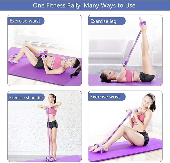 4-Tube Resistance Band Exercise Equipment, Multi-Function Fitness Rally for Waist, Leg, Shoulder, Wrist Workouts, Body Toning