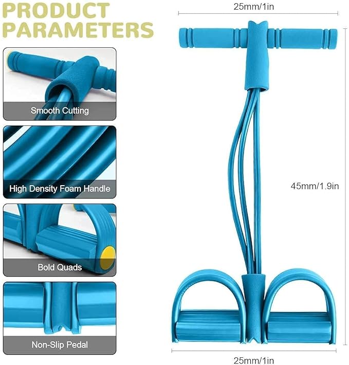 4-Tube Resistance Band Exercise Equipment, Multi-Function Fitness Rally for Waist, Leg, Shoulder, Wrist Workouts, Body Toning