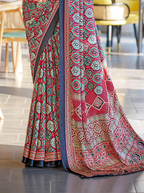 Luxurious Maroon Ajrakh Printed Soft Modal Silk Natural Print Saree P2