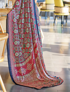 Luxurious Maroon Ajrakh Printed Soft Modal Silk Natural Print Saree P2