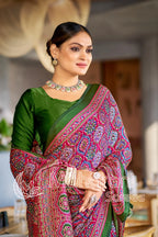 Colorful Rani Ajrakh Printed Soft Modal Silk Natural Print Saree P2